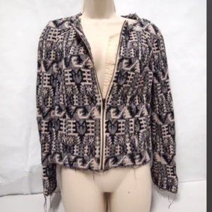Hei Hei Anthropologie Womens Jacket 6 Faifo Jacquard Aztec Tweed Zipper Wild